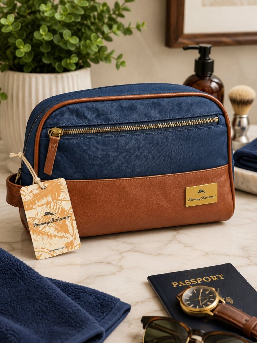 Tommy Bahama NWT Blue Travel Toiletry Bag Dopp Kit Organizer